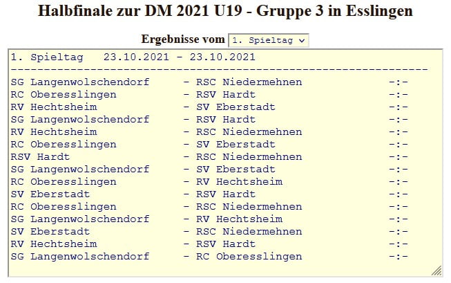 Halbfinale zur DM 2021 U19 Spielplan (radball.at)