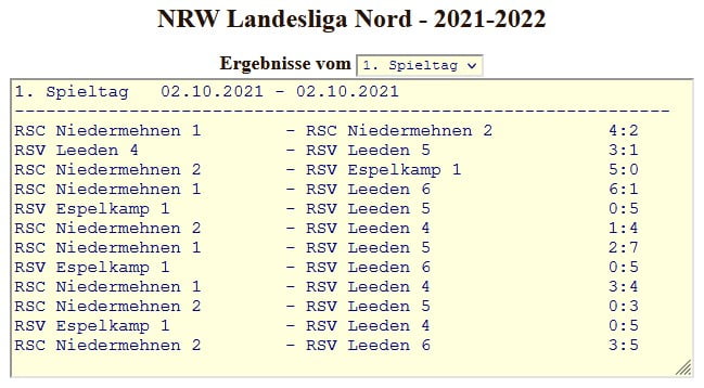 Landesliga Nord 1. Spieltag Spielplan (radball.at)